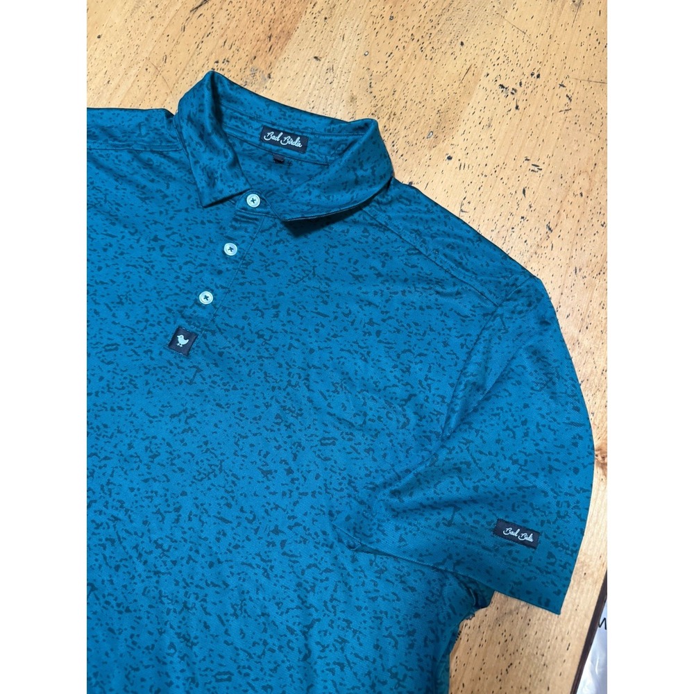 Bad Birdie Greenskeeper Golf Polo Shirt Mens XXL Green Speckled Camo Performance